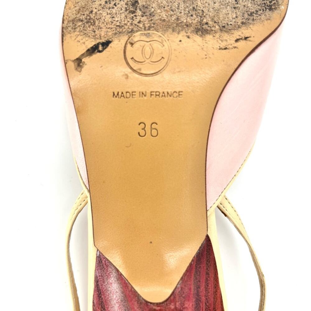 Vintage Chanel Pastel Pink Cap Toe Slingback Kitten Heel Pointed Toe Pumps 36 - Picture 6 of 7